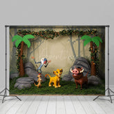 Aperturee - Aperturee Animal Jungle Forest Cartoon Cake Smash Backdrop